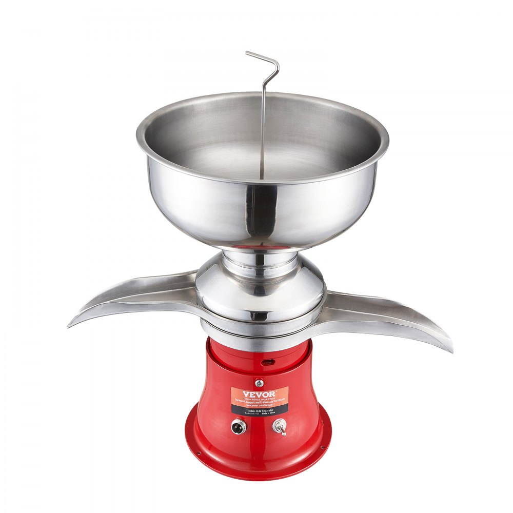 VEVOR Separador Centrífugo para Crema de Leche Roja, Máquina Separadora de Nata Eléctrica Acero Inoxidable 304 100 L/H 10500 RPM, Espumador Centrífugo para Postres de Queso Crema 30 W, 100-240 V