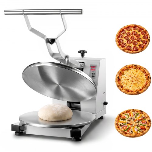 VEVOR Prensa Eléctrica de Masa para Pizza 18 pulgadas, Espesor Ajustable de 0-11 mm, Placa de Prensado de Aluminio Fundido, Temperatura Máxima 240°C, Base Antideslizante, para Panadería, Restaurante