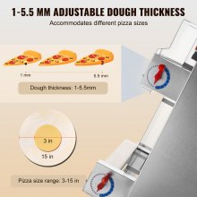 VEVOR Máquina formadora de pizza Prensa de masa eléctrica comercial 3"-15" 260 hojas por hora Laminadora de masa de pizza de acero inoxidable Espesor ajustable para pasteles Pizzerías Panaderías