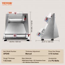 VEVOR Máquina formadora de pizza Prensa de masa eléctrica comercial 3"-15" 260 hojas por hora Laminadora de masa de pizza de acero inoxidable Espesor ajustable para pasteles Pizzerías Panaderías