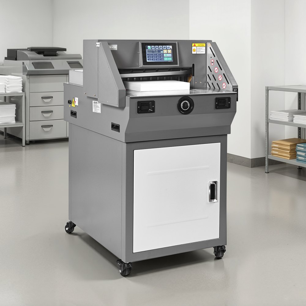 VEVOR Cortadora de Papel Eléctrica, Ancho de Corte 457 mm, Grosor de Corte 58 mm, con Función Infrarroja y Cuchilla de Repuesto, 1000 W, 680 x 850 x 1185 mm, para Imprentas, Colegios y Oficinas