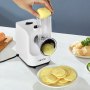 VEVOR Rallador de Queso Eléctrico 5 en 1, ABS, Cortador de Ensaladas de 200 W, con 5 Accesorios, Cuchillas de Acero Inoxidable para Verduras y Queso, Corte Rápido, 240 x 125 x 270 mm, Blanco