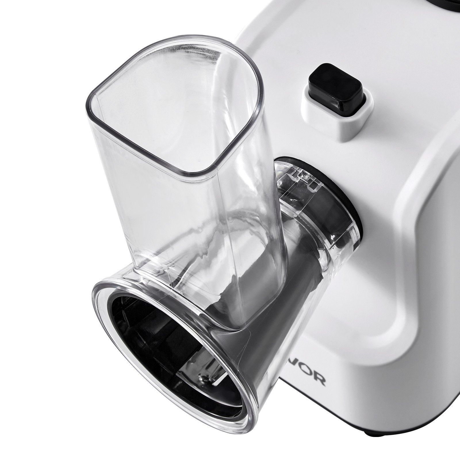 VEVOR Rallador de Queso Eléctrico 5 en 1, ABS, Cortador de Ensaladas de 200 W, con 5 Accesorios, Cuchillas de Acero Inoxidable para Verduras y Queso, Corte Rápido, 240 x 125 x 270 mm, Blanco