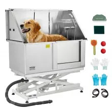 VEVOR Bañera Eléctrica 127 cm de Mascotas de Acero Inoxidable, Puerta Derecha