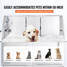 VEVOR Bañera Eléctrica para Peluquería Canina 127 cm Bañera de Acero Inoxidable para Mascotas Perros Gatos con Caja de Jabón, Grifo, Carga de 150 kg Bañera para Mascotas, Gatos, Hogar, Puerta Derecha