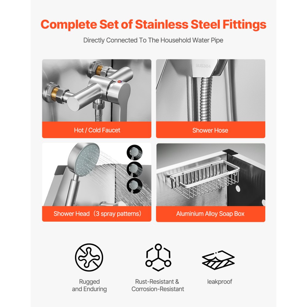 VEVOR Estación de Lavado de Perros con Elevación Eléctrica, Bañera de Acero Inoxidable 127cm con Filtro de Agua de Polietileno, Grifo y Cabezal de Ducha, Fregadero para Mascotas, Puerta Izquierda