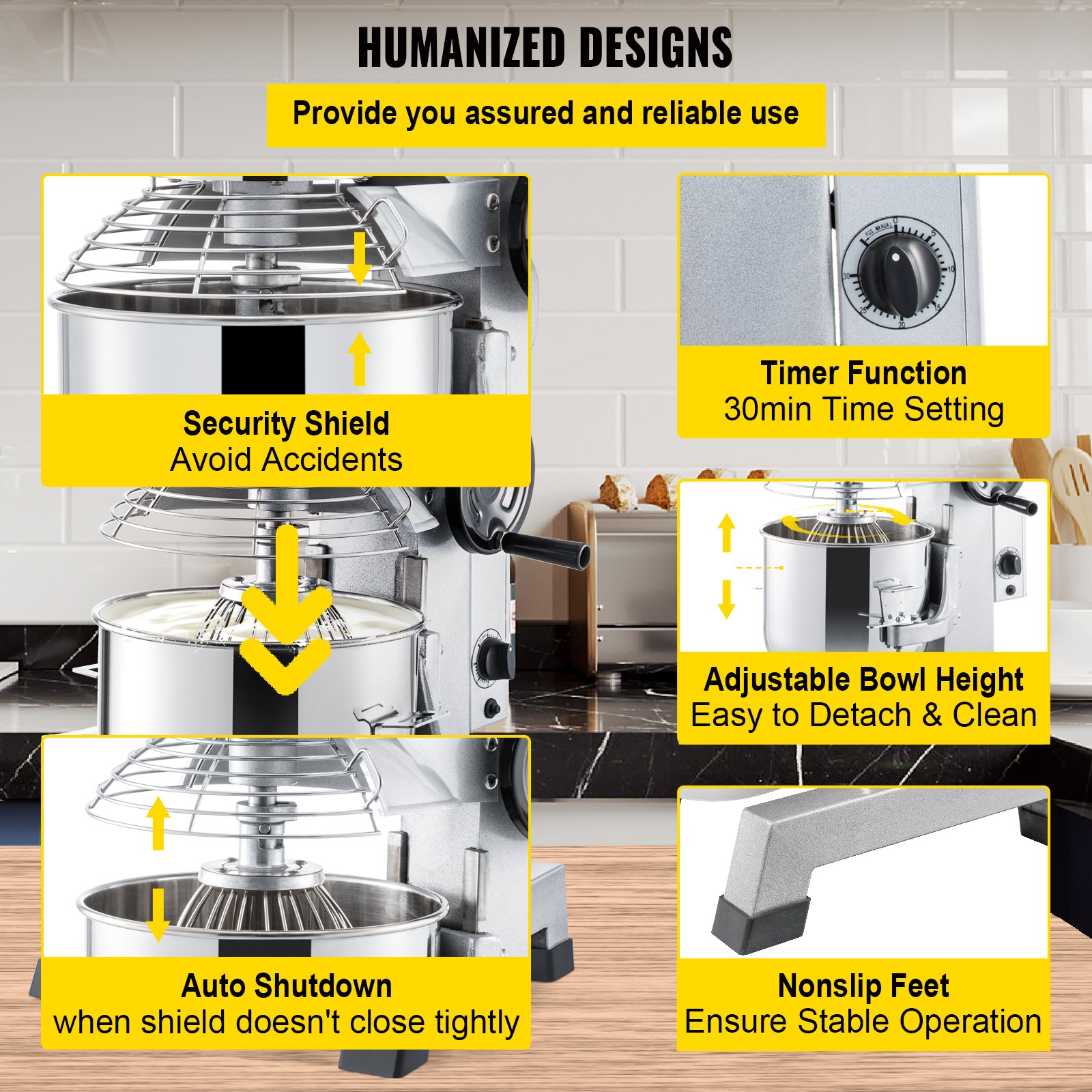 VEVOR Mezclador de Alimentos 14,25 L Batidora Amasadora 500 W Robot de Cocina Mezcladora Amasadora 58 kg Velocidades Robot de Cocina Amasadora Automática Multifuncional Robot de Cocina Amasadora