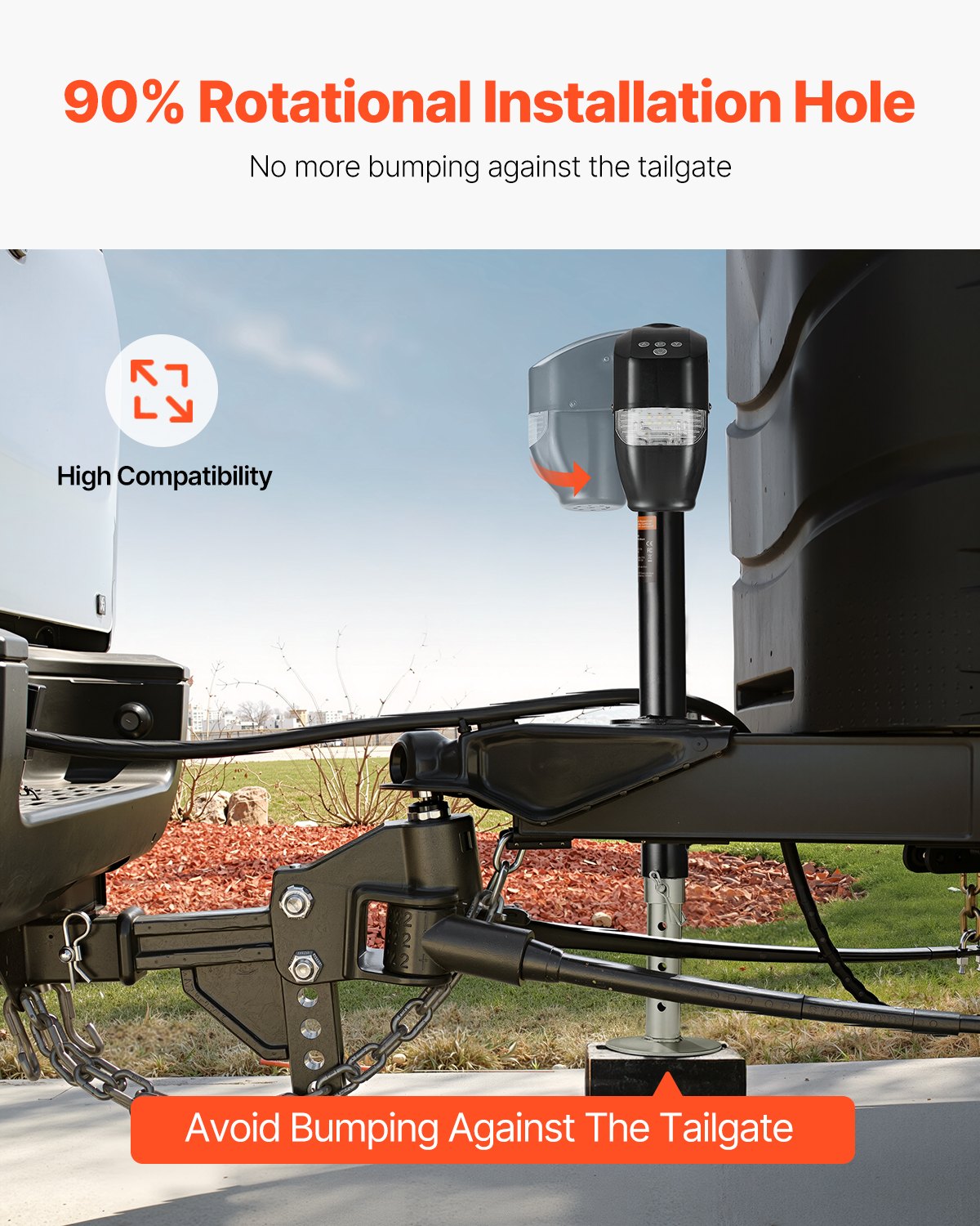 VEVOR Electric Trailer Jack, 2267 kg, Motorhome Electric Trailer Support with 2-Way Connection, Remote Control, Crank Handle & Jack Cover, 255-860 mm Lift, for Trailers and Motorhomes