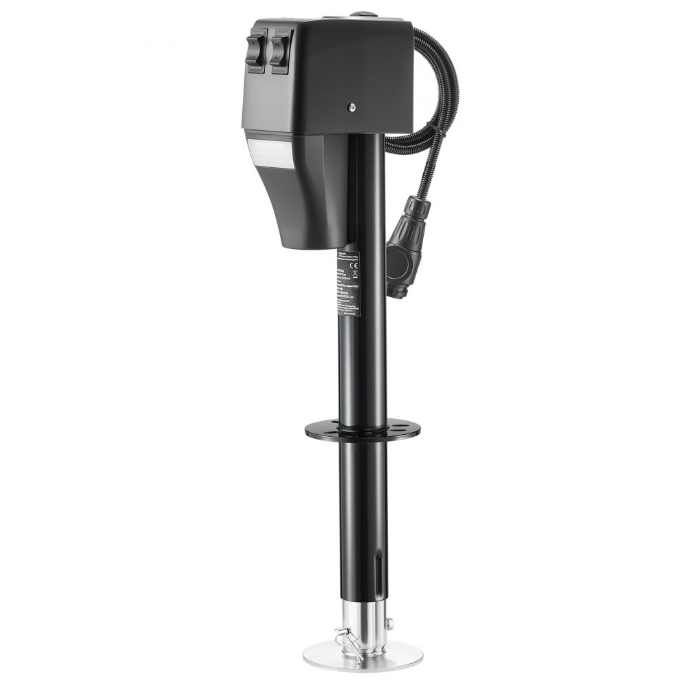 VEVOR Gato de Remolque Eléctrico Carga de 2268 kg, Motor de 12 V CC, Gato Eléctrico para Remolque con Cubierta Protectora y luz LED para Caravanas, Autocaravanas, Vehículos Recreativos, Negro