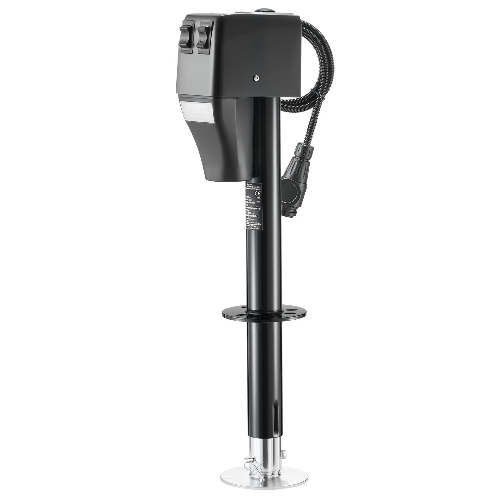 VEVOR Gato de Remolque Eléctrico Carga de 2268 kg, Motor de 12 V CC, Gato Eléctrico para Remolque con Cubierta Protectora y luz LED para Caravanas, Autocaravanas, Vehículos Recreativos, Negro