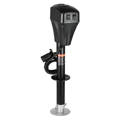 VEVOR Gato Eléctrico para Remolque con Conector de 7 Pines, Manivela Manual y Cubierta Resistente a la Intemperie, Carga de 2267 kg Elevación de 255 - 860 mm, para Remolques, Autocaravanas, Negro