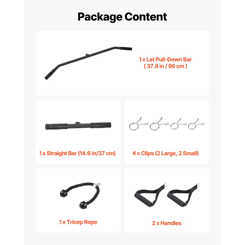 VEVOR Máquina de Polea Dorsal con Cable 3 en 1, Máquina Polea Alta y Baja con Barra, Ajuste de Altura de 18 Niveles, Montaje en Pared, Carga de 227 kg, para Tríceps, Biceps, Brazo, Espalda, Hombro