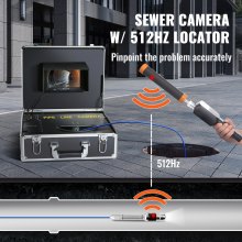 VEVOR Cámara de Inspección de Drenaje con 512 Hz Localizador Endoscopio Drenaje 40 m Pantalla  7" IP68 Impermeable Grabadora DVR 12 LEDs Ajustables Tarjeta SD de 16 GB para Tuberías de Alcantarillado