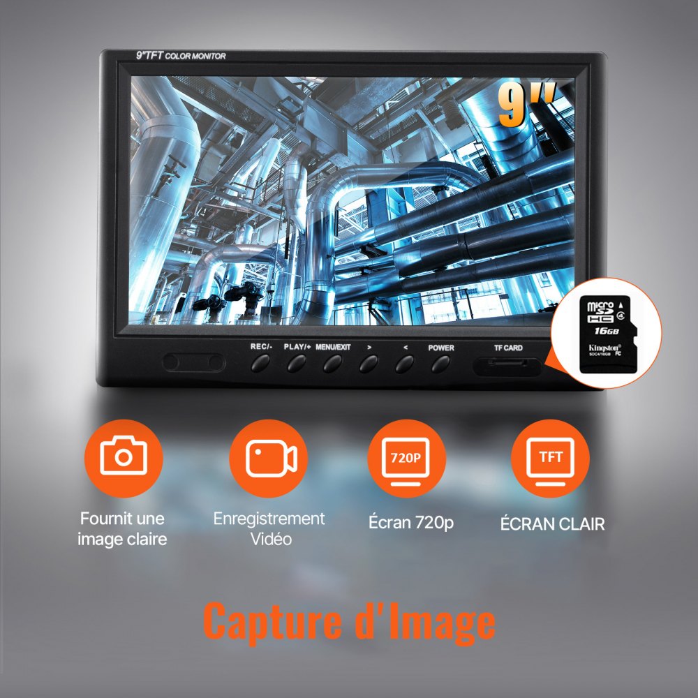 VEVOR 50m Sewer Camera, 23cm Pipe Inspection Camera with 512Hz Tracking, DVR Function, IP68 Camera with 12 Adjustable LEDs, a 16GB SD Card for Sewer Lines, Sewer & Drain Pipe Installation