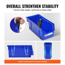 VEVOR Contenedor de Pernos 12 Cajas de Almacenamiento Apilables para Taller 276 x 139 x 128 mm Combinación Azul/Roja Contenedor de Herramientas para Armario, Cocina, Oficina, Despensa, Estante, Pared
