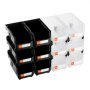 VEVOR Plastic Stackable Storage Bins, 37.7 x 21.5 x 18 cm (12 Pack), Plastic Containers for Organizing & Storage Bins for Garage, Small Parts, Office Supplies, Other Accessories, Black & Transparent