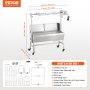 VEVOR Lamb Grill, Suckling Pig Grill, Rotisserie Grill, 61 kg Rollable BBQ Charcoal Rotisserie Grill for Pork, Lamb, Goat, 42W Electric Motor, Stainless Steel Rotisserie Roaster with Windshield
