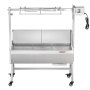 VEVOR Asador de carbón con parabrisas, para asar cerdo entero, cordero, cabra, 35 pulgadas, capacidad de 90 libras, motor eléctrico de 42 W, asador de acero inoxidable con ruedas bloqueables, para acampar al aire libre
