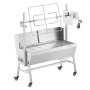 VEVOR Asador de carbón con parabrisas, para asar cerdo entero, cordero, cabra, 35 pulgadas, capacidad de 90 libras, motor eléctrico de 42 W, asador de acero inoxidable con ruedas bloqueables, para acampar al aire libre