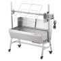 VEVOR Asador de carbón con parabrisas, para asar cerdo entero, cordero, cabra, 35 pulgadas, capacidad de 90 libras, motor eléctrico de 42 W, asador de acero inoxidable con ruedas bloqueables, para acampar al aire libre