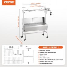 VEVOR Asador de Barbacoa con Pincho para Cerdo Cordero 1110 x 417 x 1080 mm 42 W