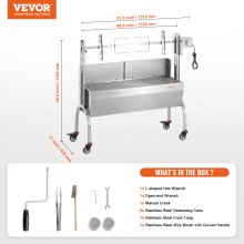 VEVOR Parrilla Cordero Cochinillo Parrilla Asador Parrilla 52W 90kg Parabrisas