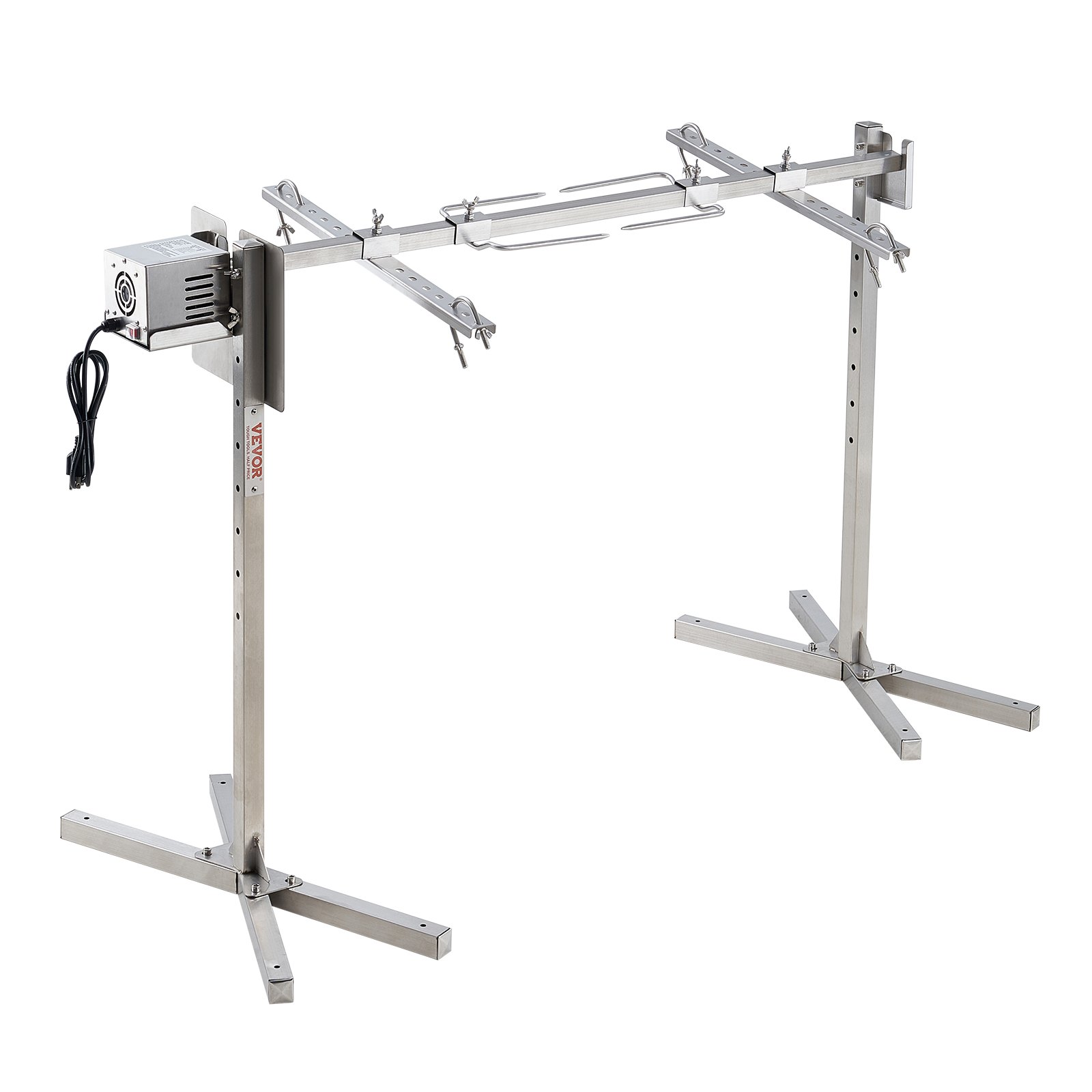 VEVOR Parrilla de Cordero 60 kg Parrilla de Barbacoa para Cerdo, Cordero, Cabra, Motor eléctrico de 52 W Asador Comercial de Acero Inoxidable con Escudo térmico, Longitud de asador de 116 cm