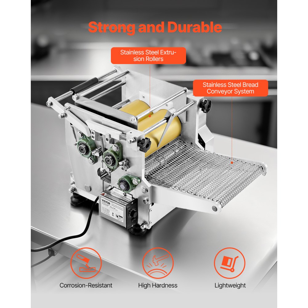 VEVOR Máquina Eléctrica para Hacer Tortillas de Maíz con Revestimiento Antiadherente y Dos Moldes, Adecuada para Productos como Sopas, Pita, Tortillas y Pizza, Chapatti, 710 x 490 x 450 mm