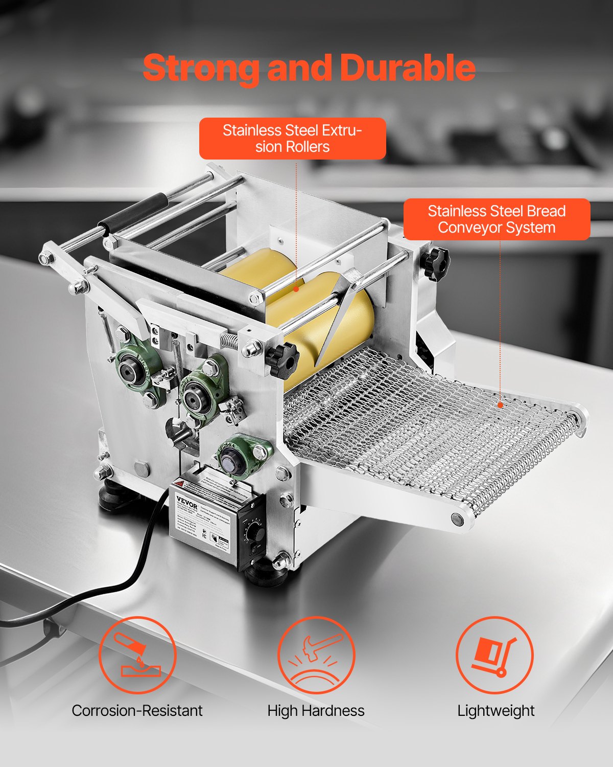 VEVOR Máquina Eléctrica para Hacer Tortillas de Maíz con Revestimiento Antiadherente y Dos Moldes, Adecuada para Productos como Sopas, Pita, Tortillas y Pizza, Chapatti, 710 x 490 x 450 mm