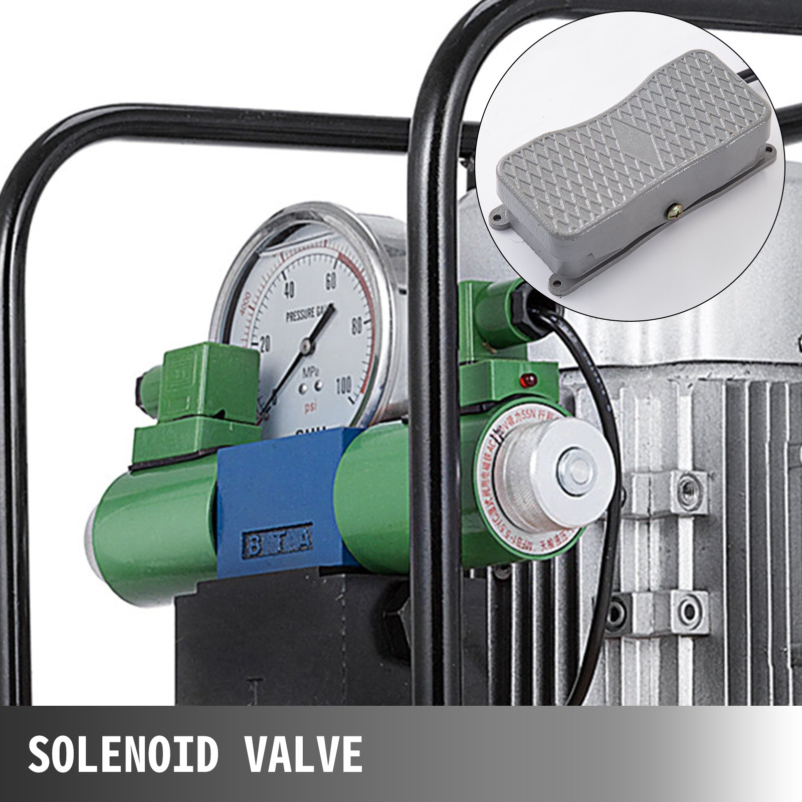 VEVOR Bomba Hidráulica Eléctrica, Bomba Hidráulica Accionamiento Eléctrico, Bomba Hidráulica Eléctrica de Doble Efecto con Interruptor Pedal de Válvula Solenoide Doble Acción 750 W 220 V 7 L