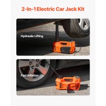 VEVOR Gato Eléctrico Ajustable para Automóvil 5 T 390 x 301 x 186 mm Naranja