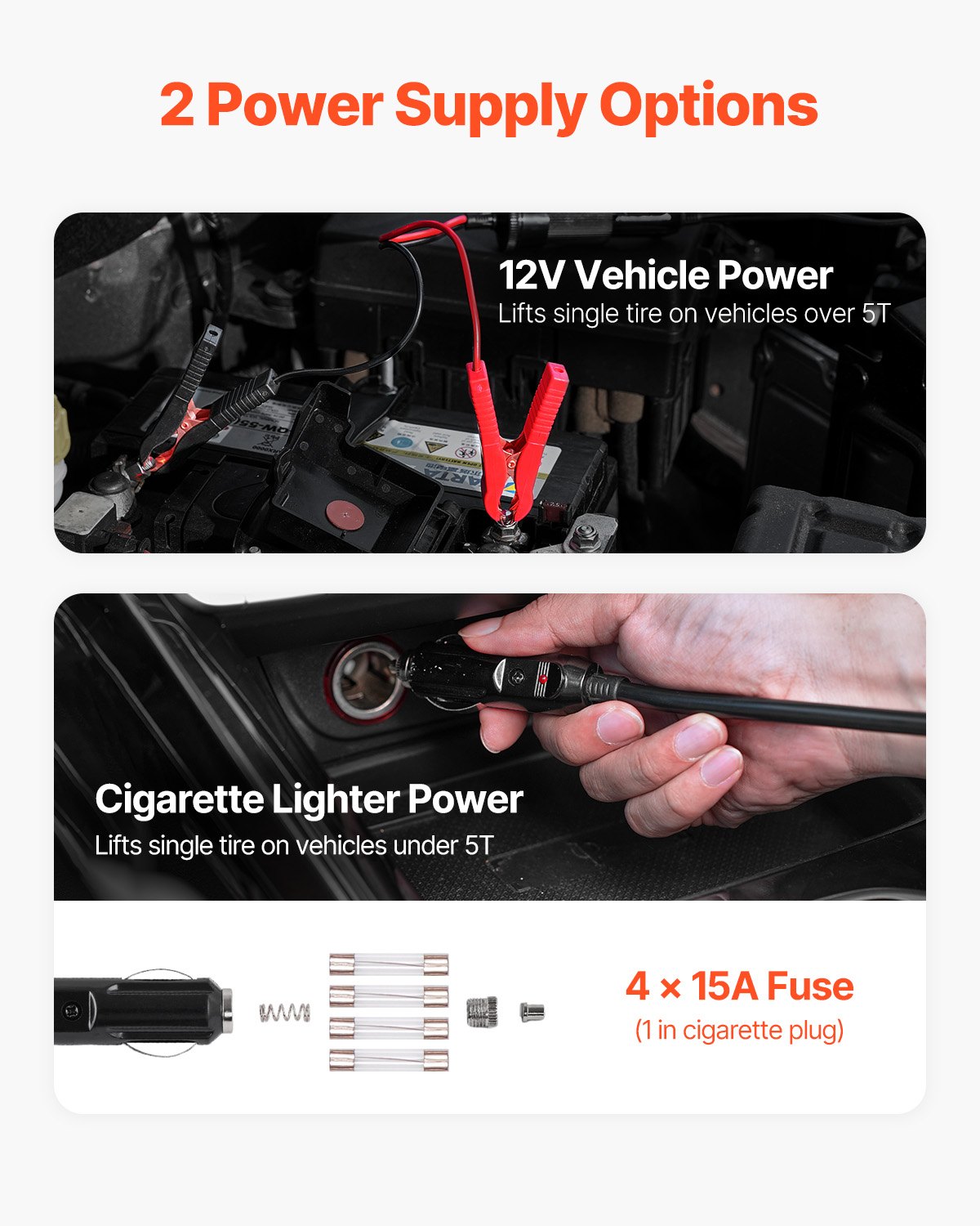 VEVOR Gato Eléctrico para Automóvil, 5 Toneladas, con Inflador Incorporado, Reemplazo de Neumáticos Ajustable de 12 V con Martillo Seguro y Luz LED, para Sedán, SUV, Camión, 390 x 301 x 186 mm