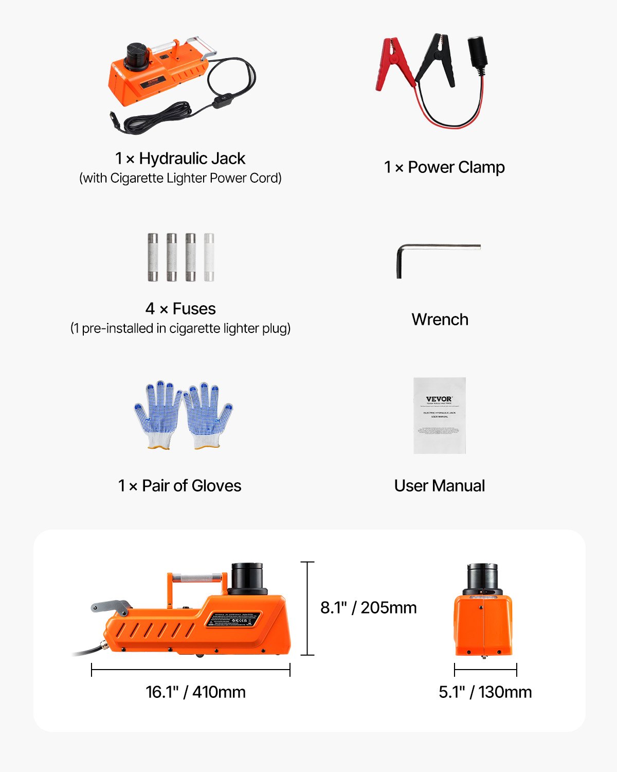VEVOR Electric Car Jack 15t Adjustable Electric Scissor Jack with High Lifting Capacity, 12V Tire Change Kit with Dual Power & LED Light, Jack Set for Sedans, SUVs, and Trucks