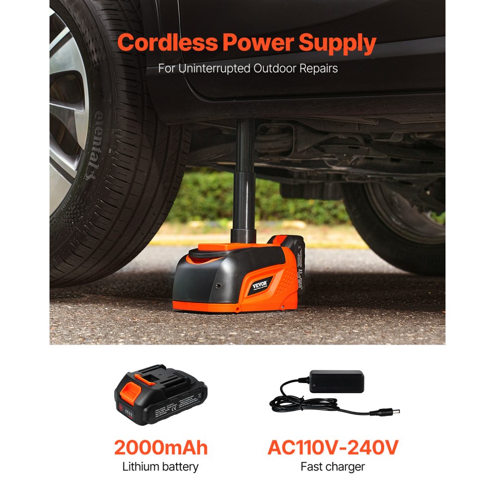 VEVOR Gato Eléctrico para Automóvil, 5 Toneladas, Gato de Tijera Eléctrico Ajustable con Gran Capacidad de Carga, con Luz LED y Control Remoto, para Sedán, SUV, Camión, 230 x 160 x 160 mm, 0-45 ℃