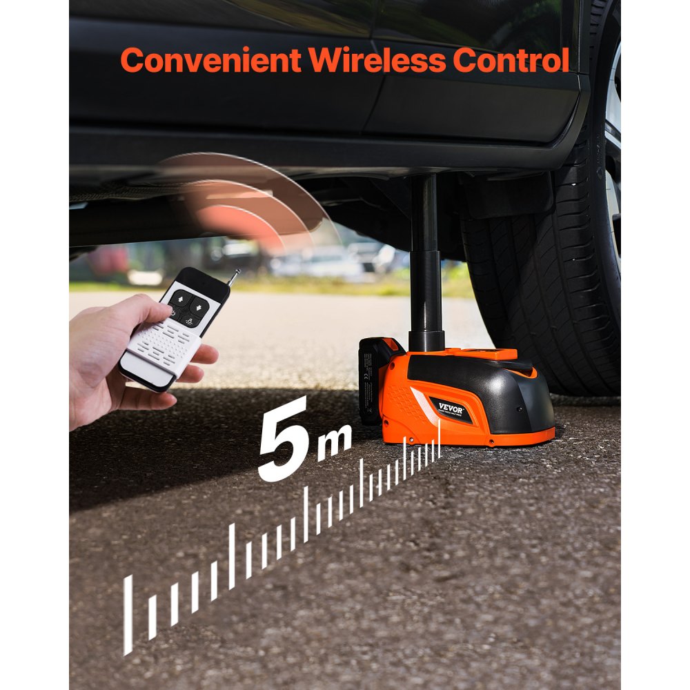 VEVOR Gato Eléctrico para Automóvil, 5 Toneladas, Gato de Tijera Eléctrico Ajustable con Gran Capacidad de Carga, con Luz LED y Control Remoto, para Sedán, SUV, Camión, 230 x 160 x 160 mm, 0-45 ℃