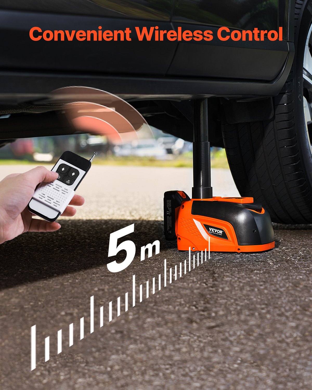 VEVOR Gato Eléctrico para Automóvil, 5 Toneladas, Gato de Tijera Eléctrico Ajustable con Gran Capacidad de Carga, con Luz LED y Control Remoto, para Sedán, SUV, Camión, 230 x 160 x 160 mm, 0-45 ℃