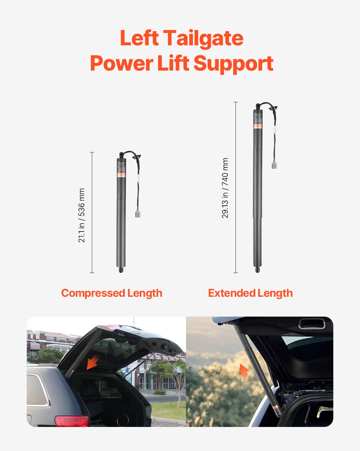 VEVOR tailgate lift support, tailgate stay, rear left, compatible with Jeep Grand Cherokee WK2 series 2011-2012, electric support bar, tailgate shock absorber strut (1 pc.)