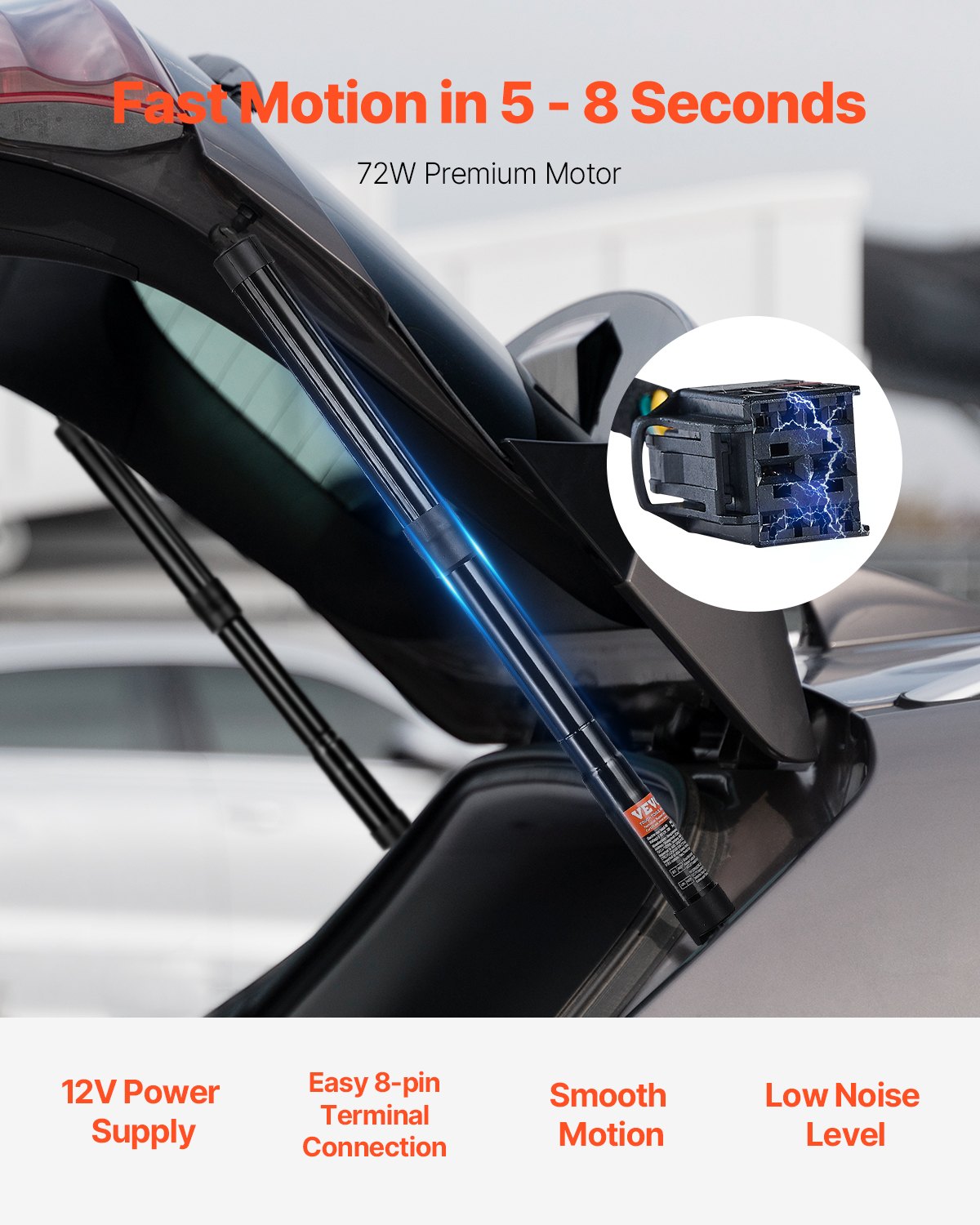 VEVOR Soporte de Elevación Eléctrica para Portón Trasero Izquierdo y Derecho, Compatible con VW Sharan 2010-2023(7N, 7N1, 7N2), Amortiguador de Portón Trasero Eléctrico, 592 x 35 x 35 mm(2 Piezas)