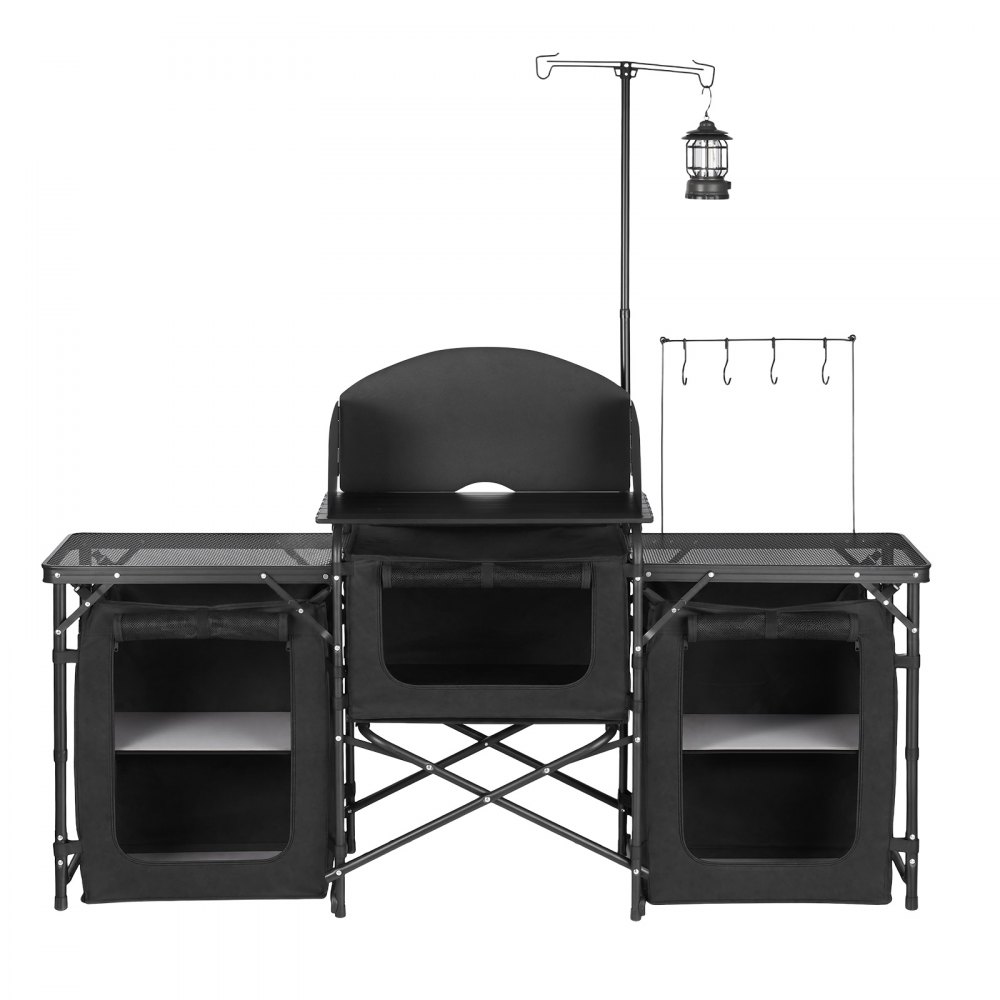 VEVOR Cocina de Camping Plegable 177 x 45 x 80 cm, Mesa de Cocina para Acampar con Protector contra Viento y Bolsa de Transporte, Mueble de Camping para Picnic, Barbacoa, Viajes en Autocaravana
