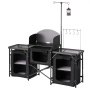 VEVOR Folding Camping Table, Outdoor Portable Table, Quick Set-up Kitchen Cook Station, with Storage Organizer, Telescoping Legs, a Detachable Windscreen, Carrying Bag, for Picnic BBQ RV Traveling