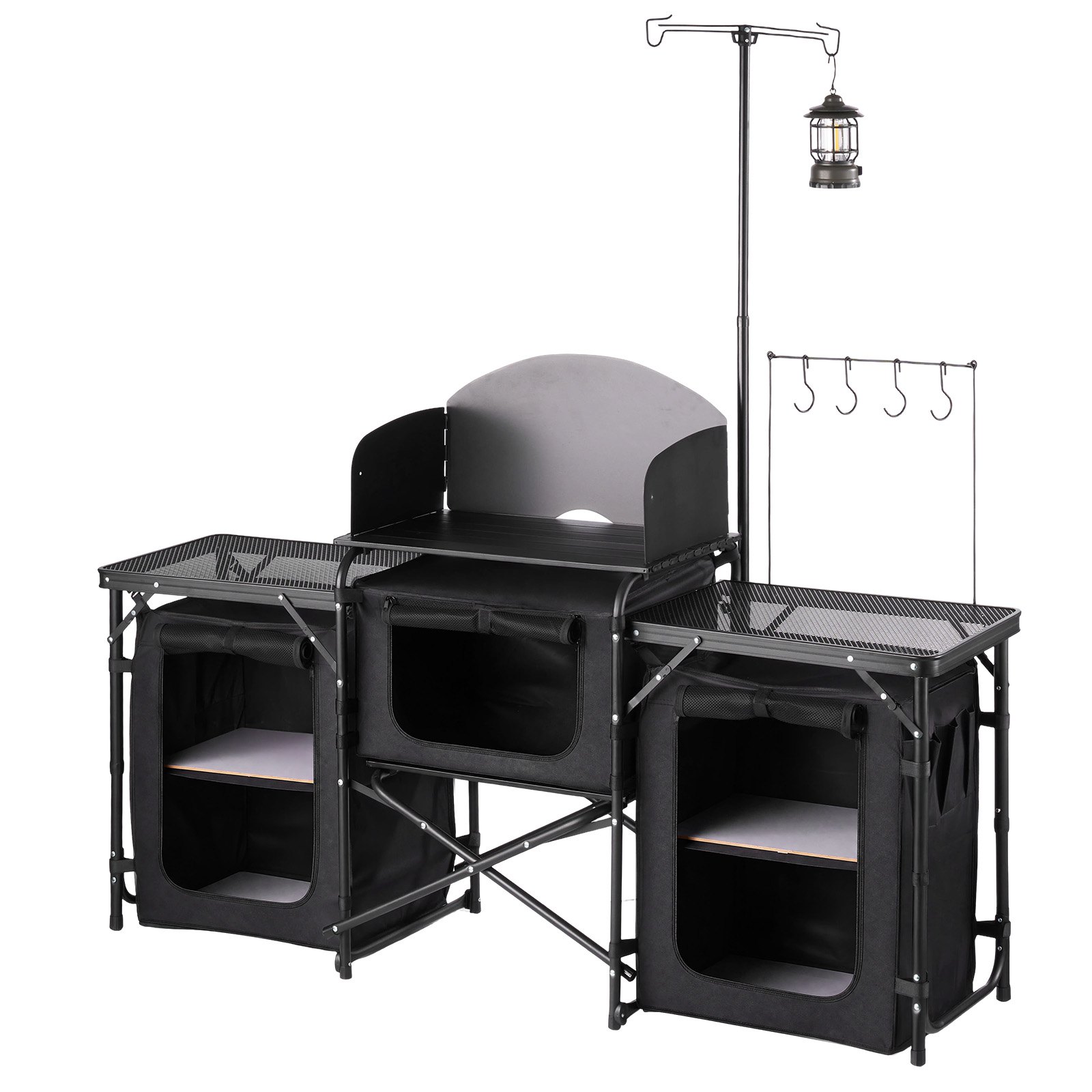 VEVOR Cocina de Camping Plegable 177 x 45 x 80 cm, Mesa de Cocina para Acampar con Protector contra Viento y Bolsa de Transporte, Mueble de Camping para Picnic, Barbacoa, Viajes en Autocaravana