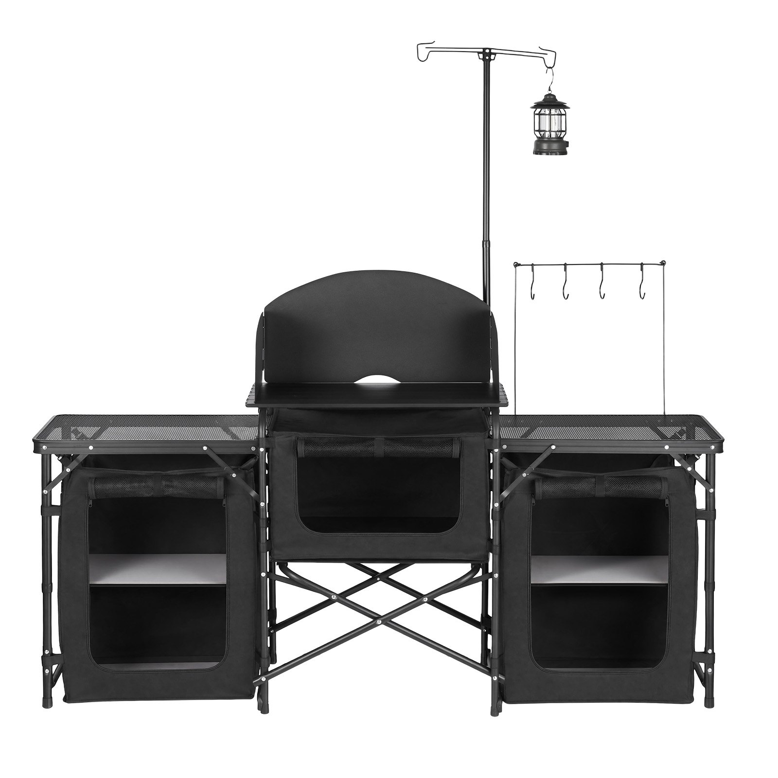 VEVOR Cocina de Camping Plegable 177 x 45 x 80 cm, Mesa de Cocina para Acampar con Protector contra Viento y Bolsa de Transporte, Mueble de Camping para Picnic, Barbacoa, Viajes en Autocaravana