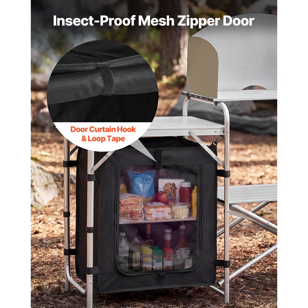 VEVOR Cocina de Camping Plegable 176 x 45 x 70 cm, Mesa de Cocina para Acampar con Protector contra Viento y Bolsa de Transporte, Mueble de Camping para Picnic, Barbacoa, Viajes en Autocaravana