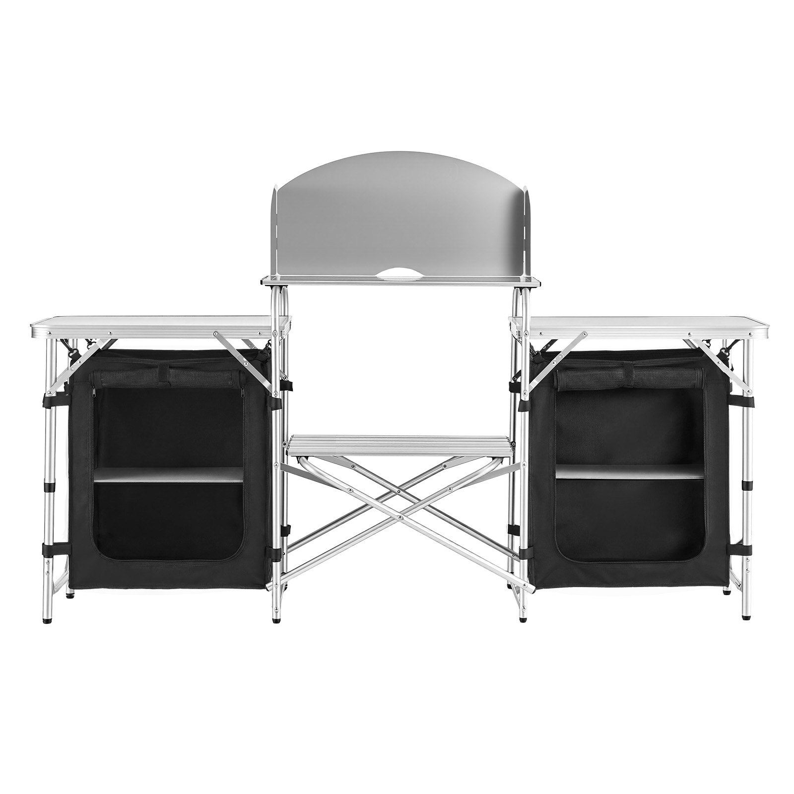 VEVOR Cocina de Camping Plegable 176 x 45 x 70 cm, Mesa de Cocina para Acampar con Protector contra Viento y Bolsa de Transporte, Mueble de Camping para Picnic, Barbacoa, Viajes en Autocaravana