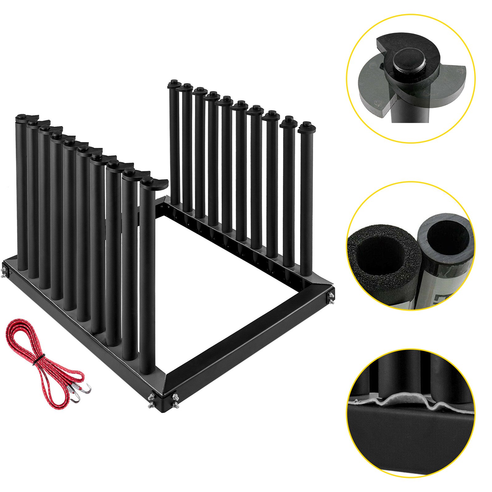 VEVOR Soporte para Parabrisas de 9 Plazas Soporte para Parabrisas de Camión de Acero Soporte para Ventana Automotriz 60 cm con Almohadilla de PVC y Acolchado de Espuma, para Transporte de Vidrio