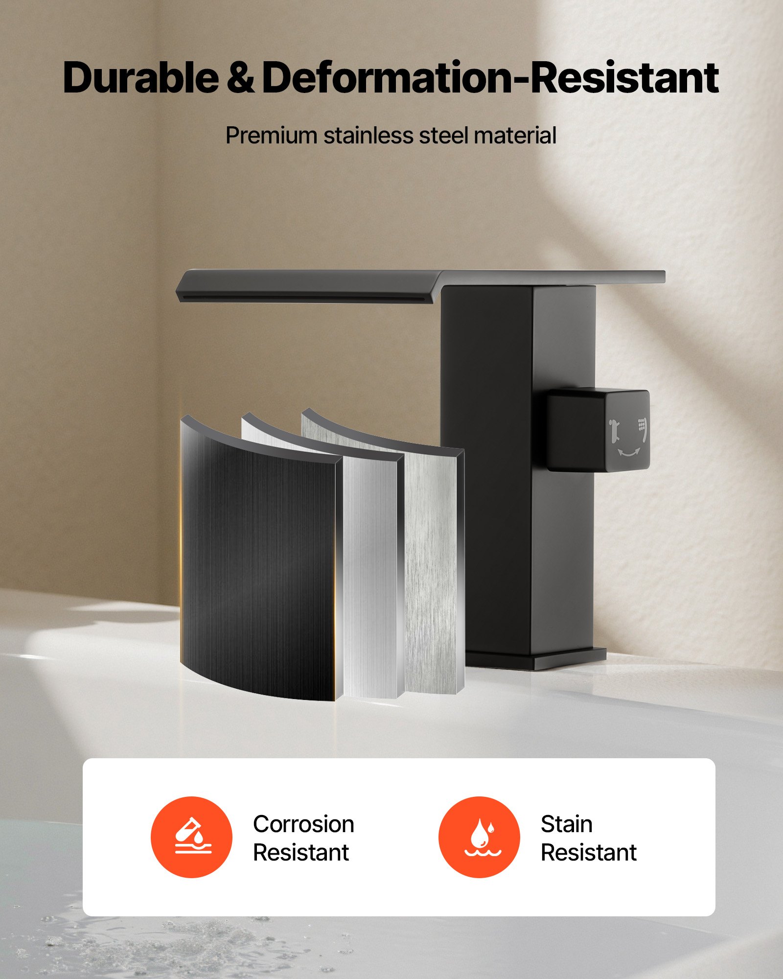 VEVOR Grifo de Bañera Romano de 3 Orificios, con Ducha de Mano y 1 Manija, Grifo de Bañera Negro Mate con Dos Opciones de Caudal, para Montaje en Techo, 220 x 190 x 98 mm, 16,7 L por Minuto