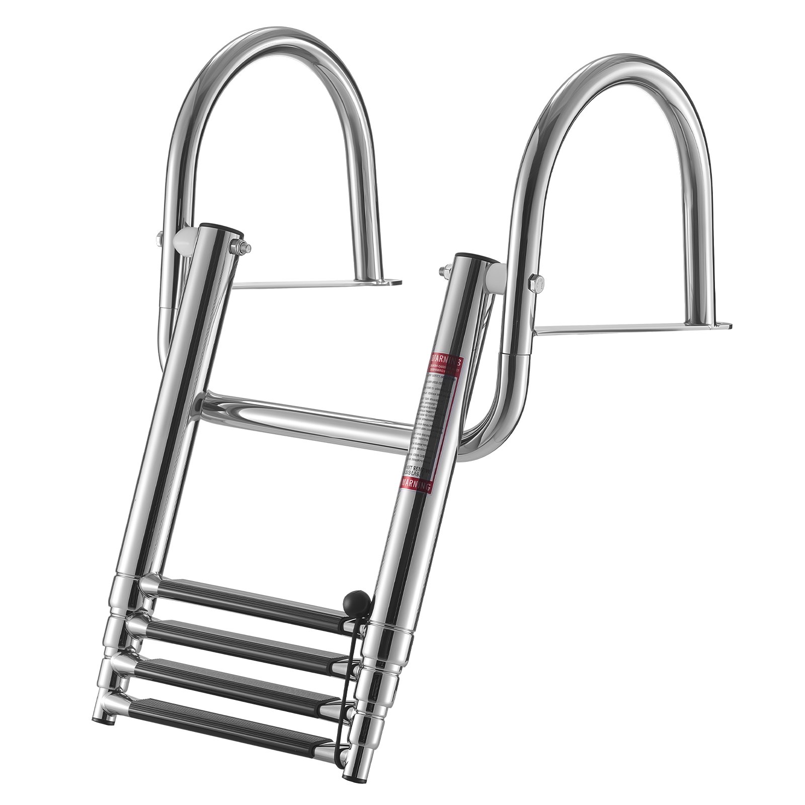VEVOR Escalera para Barco Telescópica de Acero Inoxidable de 4 Peldaños, Soporta 272 kg, Escalera Plegable de Embarque con Pasamanos y Peldaños Antideslizantes para Muelle, Piscina, Pontón, Plataforma
