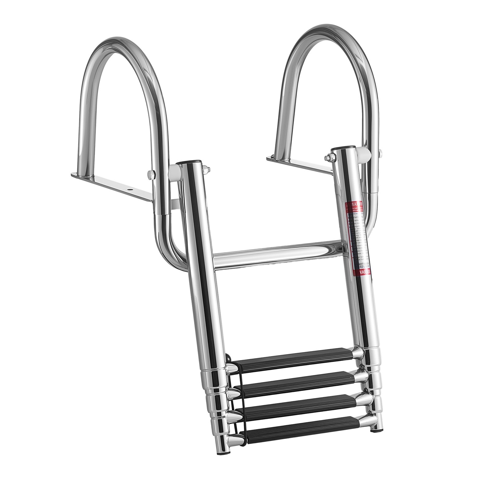 VEVOR Escalera para Barco Telescópica de Acero Inoxidable de 4 Peldaños, Soporta 272 kg, Escalera Plegable de Embarque con Pasamanos y Peldaños Antideslizantes para Muelle, Piscina, Pontón, Plataforma