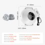 VEVOR Sistema de Ventilación para Mitigación Radón Silencioso, Kit de Mitigación de Radón 380 CFM con 2 Acopladores, Ventilador de Extracción para Ventilación Interior y Exterior, 355 x 335 x 235 mm