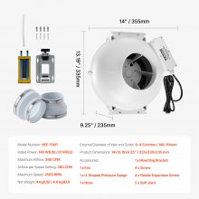 VEVOR Kit de Sistema de Ventilación a Mitigación Radón 380CFM 355 x 335 x 235 mm